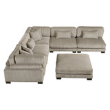 Traverse Taupe 6-Piece Corduroy Modular Sectional with Ottoman by Homelegance at Eve Furniture