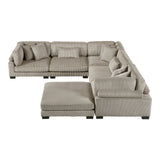 Traverse Taupe 6-Piece Corduroy Modular Sectional with Ottoman by Homelegance at Eve Furniture
