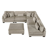 Traverse Taupe 6-Piece Corduroy Modular Sectional with Ottoman by Homelegance at Eve Furniture