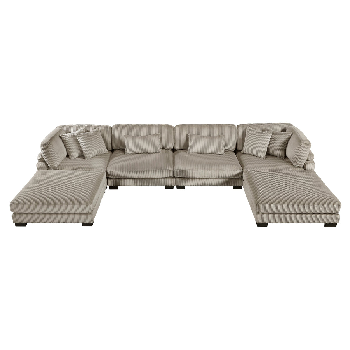 Traverse Taupe 6-Piece Corduroy Modular Sectional with Ottomans by Homelegance at Eve Furniture