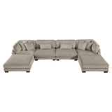 Traverse Taupe 6-Piece Corduroy Modular Sectional with Ottomans by Homelegance at Eve Furniture