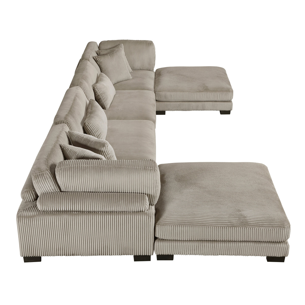 Traverse Taupe 6-Piece Corduroy Modular Sectional with Ottomans by Homelegance at Eve Furniture