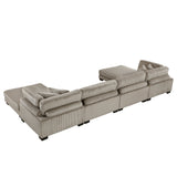 Traverse Taupe 6-Piece Corduroy Modular Sectional with Ottomans by Homelegance at Eve Furniture