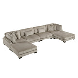 Traverse Taupe 6-Piece Corduroy Modular Sectional with Ottomans by Homelegance at Eve Furniture