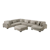 Traverse Taupe 7-Piece Modular Sectional with Reversible Chaise and Ottoman by Homelegance at Eve Furniture