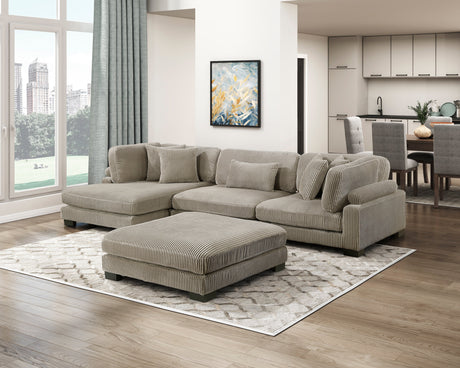 Traverse Taupe Ottoman by Homelegance at Eve Furniture