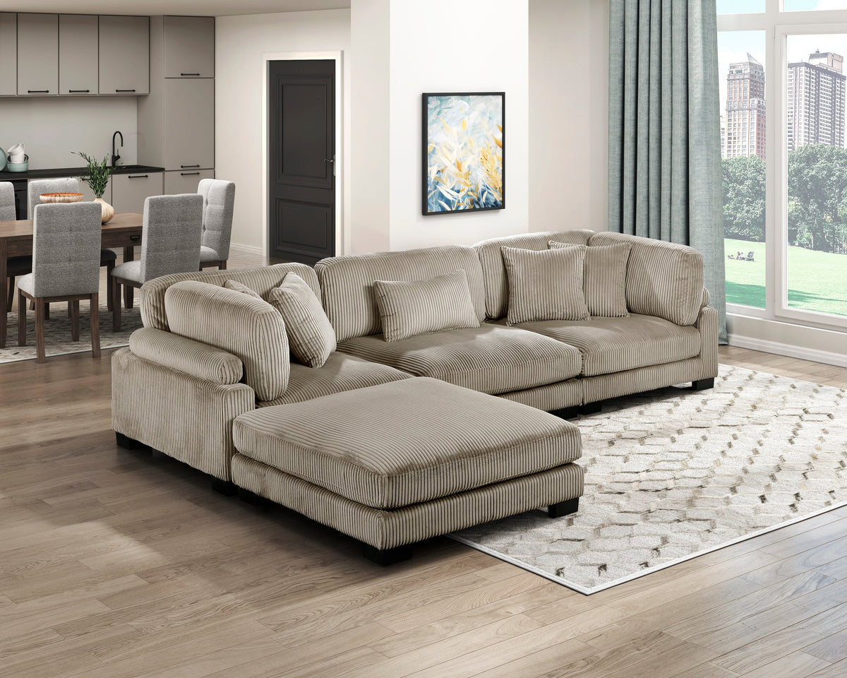 Traverse Taupe Ottoman by Homelegance at Eve Furniture