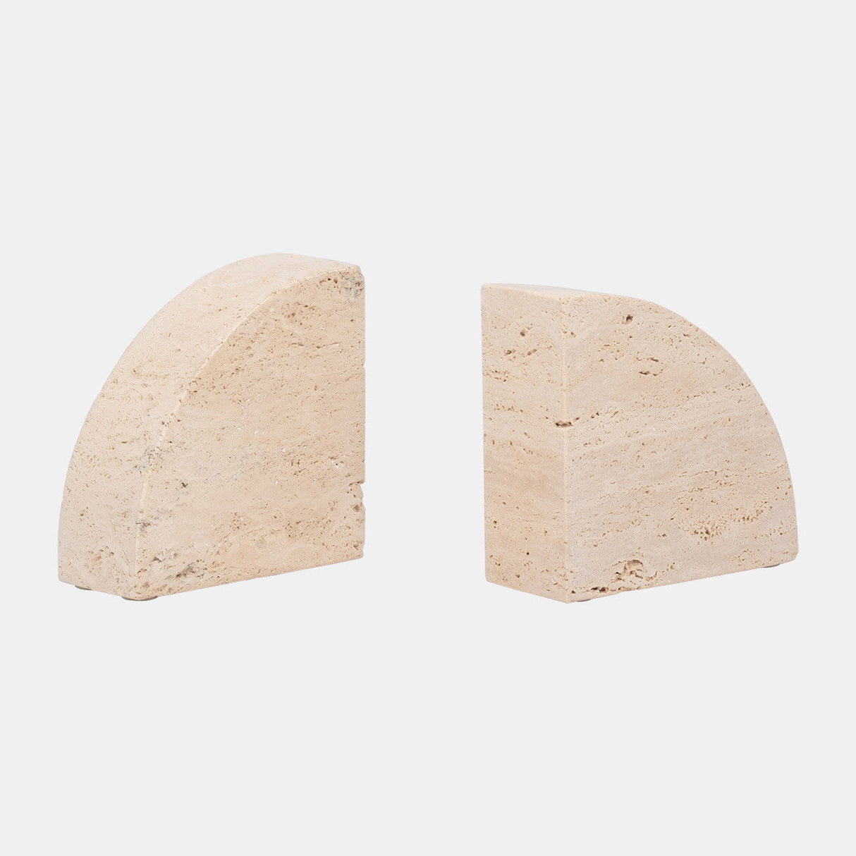 Travertine, S/2 5" Half Dome Bookends, Tan