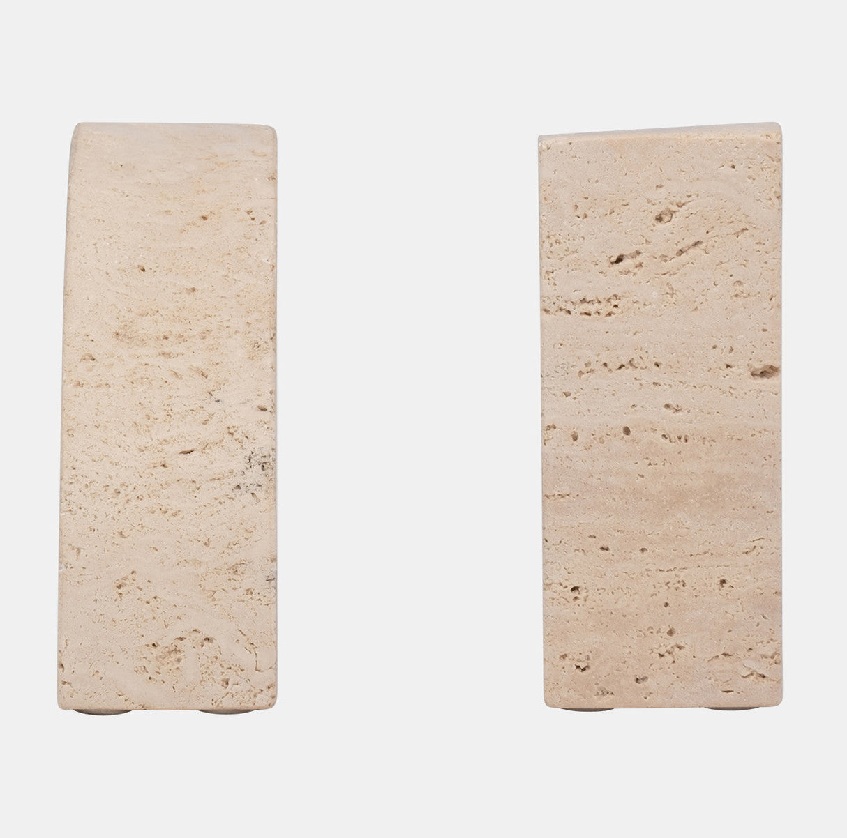 Travertine, S/2 5" Half Dome Bookends, Tan