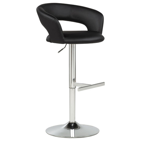 Travia Black And Chrome Adjustable Leatherette Swivel Bar Stool by Coaster at Eve Furniture