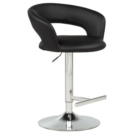 Travia Black And Chrome Adjustable Leatherette Swivel Bar Stool by Coaster at Eve Furniture