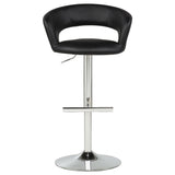 Travia Black And Chrome Adjustable Leatherette Swivel Bar Stool by Coaster at Eve Furniture