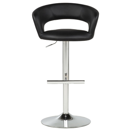 Travia Black And Chrome Adjustable Leatherette Swivel Bar Stool by Coaster at Eve Furniture