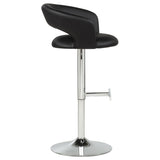 Travia Black And Chrome Adjustable Leatherette Swivel Bar Stool by Coaster at Eve Furniture