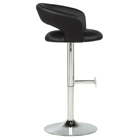 Travia Black And Chrome Adjustable Leatherette Swivel Bar Stool by Coaster at Eve Furniture
