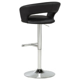 Travia Black And Chrome Adjustable Leatherette Swivel Bar Stool by Coaster at Eve Furniture