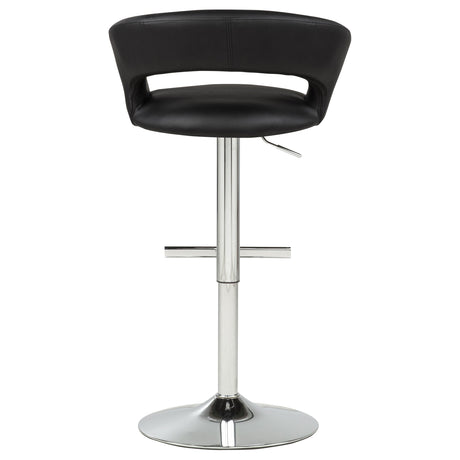 Travia Black And Chrome Adjustable Leatherette Swivel Bar Stool by Coaster at Eve Furniture