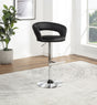 Travia Black And Chrome Adjustable Leatherette Swivel Bar Stool by Coaster at Eve Furniture