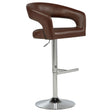 Travia Cocoa Brown Leatherette Upholstered Adjustable Bar Stool by Coaster at Eve Furniture