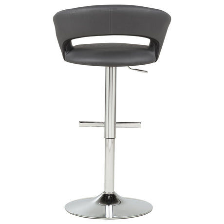 Travia Grey And Chrome Adjustable Leatherette Swivel Bar Stool by Coaster at Eve Furniture