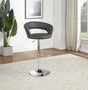 Travia Grey And Chrome Adjustable Leatherette Swivel Bar Stool by Coaster at Eve Furniture