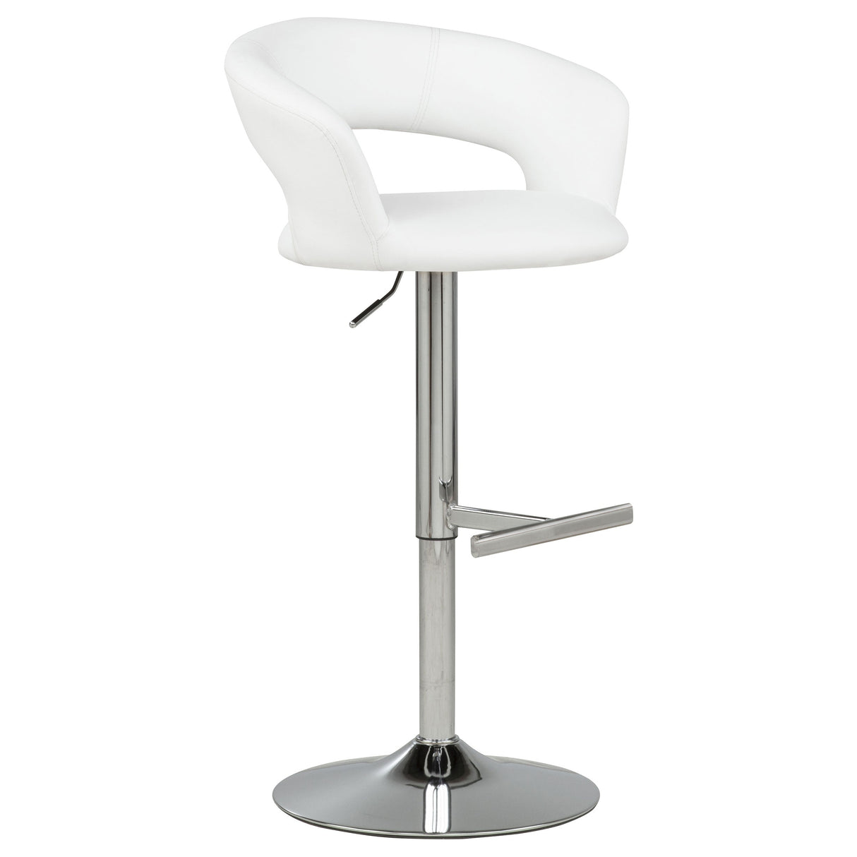 Travia White And Chrome Adjustable Leatherette Swivel Bar Stool by Coaster at Eve Furniture