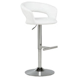 Travia White And Chrome Adjustable Leatherette Swivel Bar Stool by Coaster at Eve Furniture