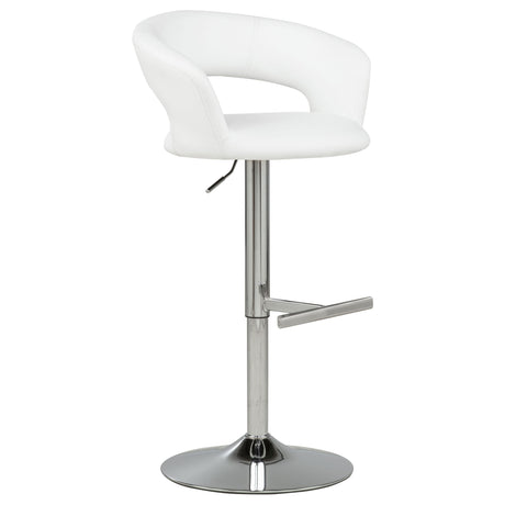 Travia White And Chrome Adjustable Leatherette Swivel Bar Stool by Coaster at Eve Furniture