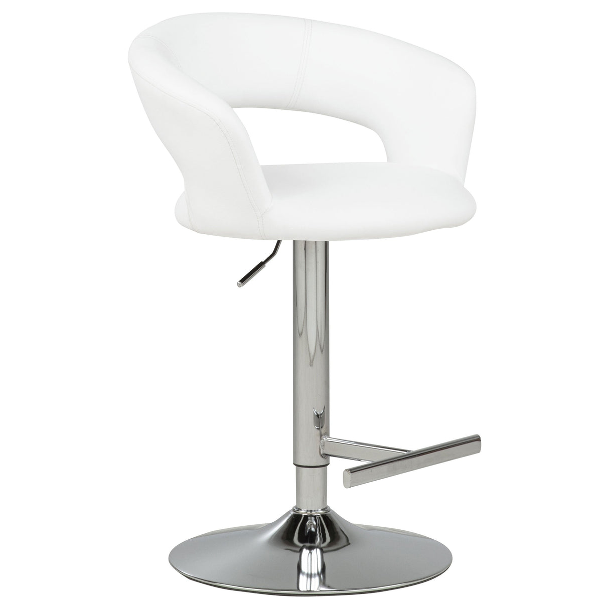 Travia White And Chrome Adjustable Leatherette Swivel Bar Stool by Coaster at Eve Furniture
