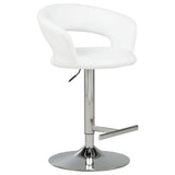 Travia White And Chrome Adjustable Leatherette Swivel Bar Stool by Coaster at Eve Furniture