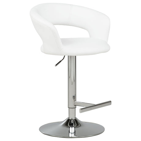 Travia White And Chrome Adjustable Leatherette Swivel Bar Stool by Coaster at Eve Furniture