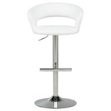 Travia White And Chrome Adjustable Leatherette Swivel Bar Stool by Coaster at Eve Furniture
