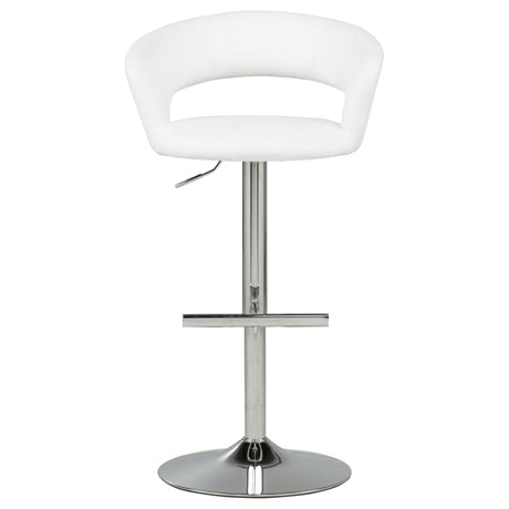 Travia White And Chrome Adjustable Leatherette Swivel Bar Stool by Coaster at Eve Furniture