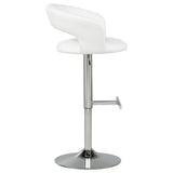 Travia White And Chrome Adjustable Leatherette Swivel Bar Stool by Coaster at Eve Furniture