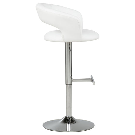 Travia White And Chrome Adjustable Leatherette Swivel Bar Stool by Coaster at Eve Furniture