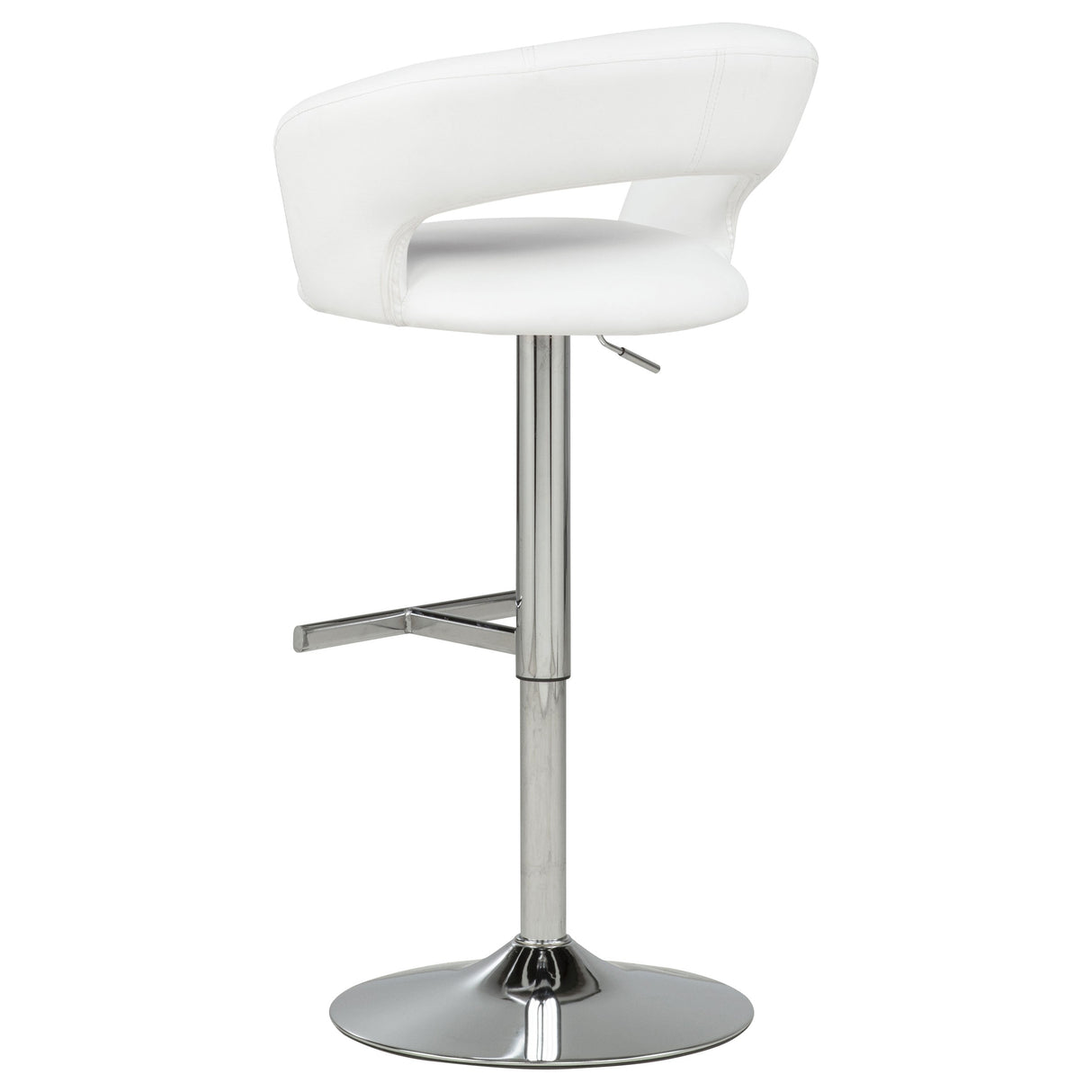 Travia White And Chrome Adjustable Leatherette Swivel Bar Stool by Coaster at Eve Furniture