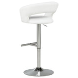 Travia White And Chrome Adjustable Leatherette Swivel Bar Stool by Coaster at Eve Furniture