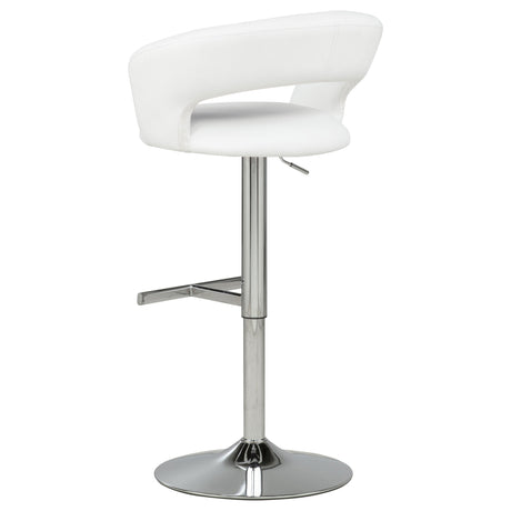 Travia White And Chrome Adjustable Leatherette Swivel Bar Stool by Coaster at Eve Furniture
