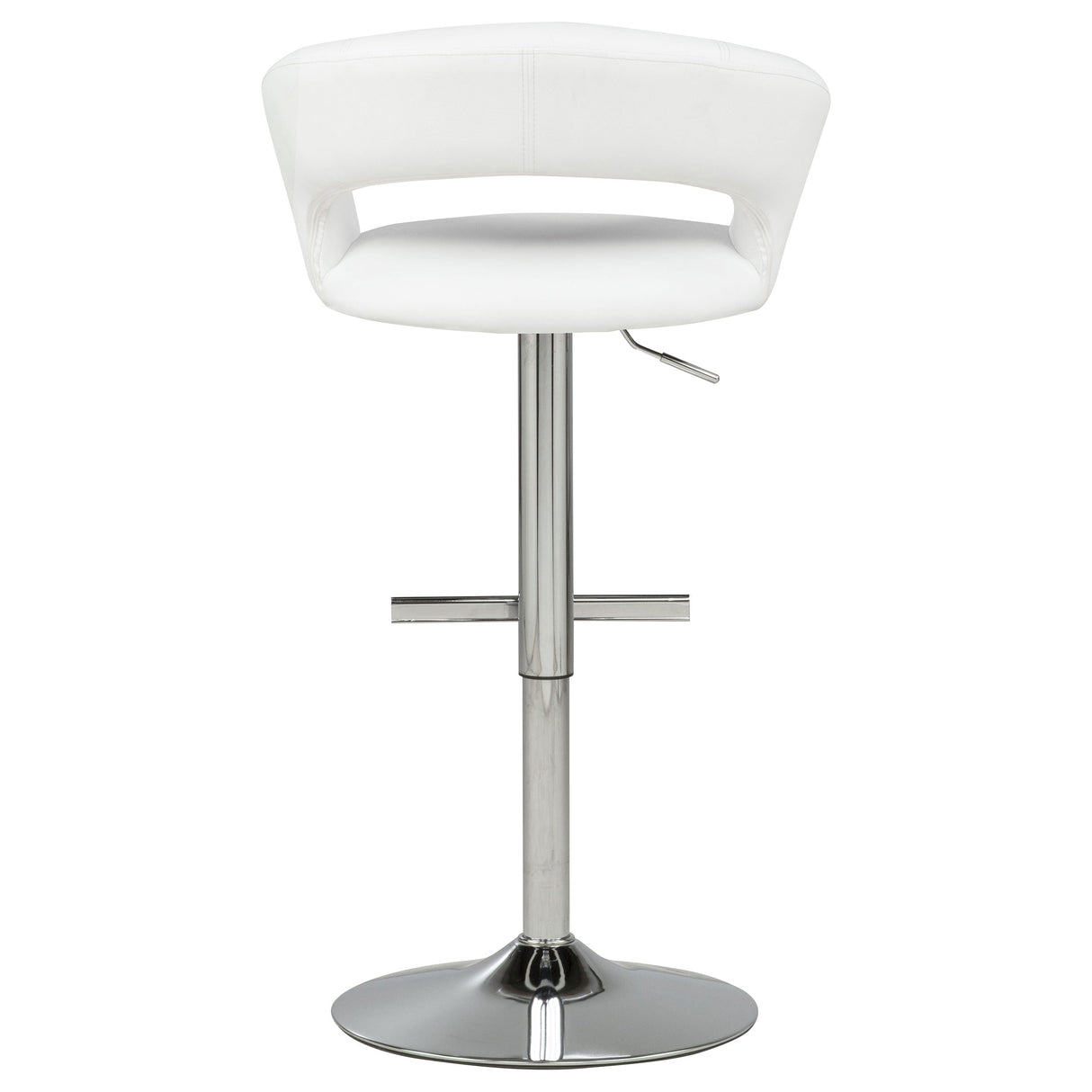 Travia White And Chrome Adjustable Leatherette Swivel Bar Stool by Coaster at Eve Furniture
