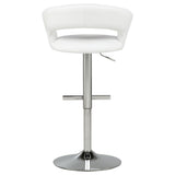 Travia White And Chrome Adjustable Leatherette Swivel Bar Stool by Coaster at Eve Furniture