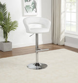 Travia White And Chrome Adjustable Leatherette Swivel Bar Stool by Coaster at Eve Furniture