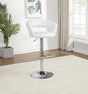 Travia White And Chrome Adjustable Leatherette Swivel Bar Stool by Coaster at Eve Furniture