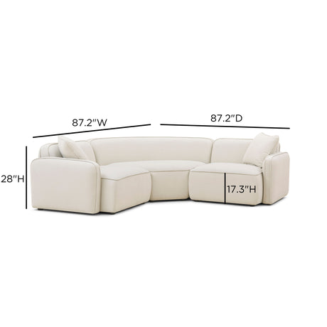 Travie 3-Piece Sand Upcycled Linen Modular L-Sectional by TOV Furniture at Eve Furniture