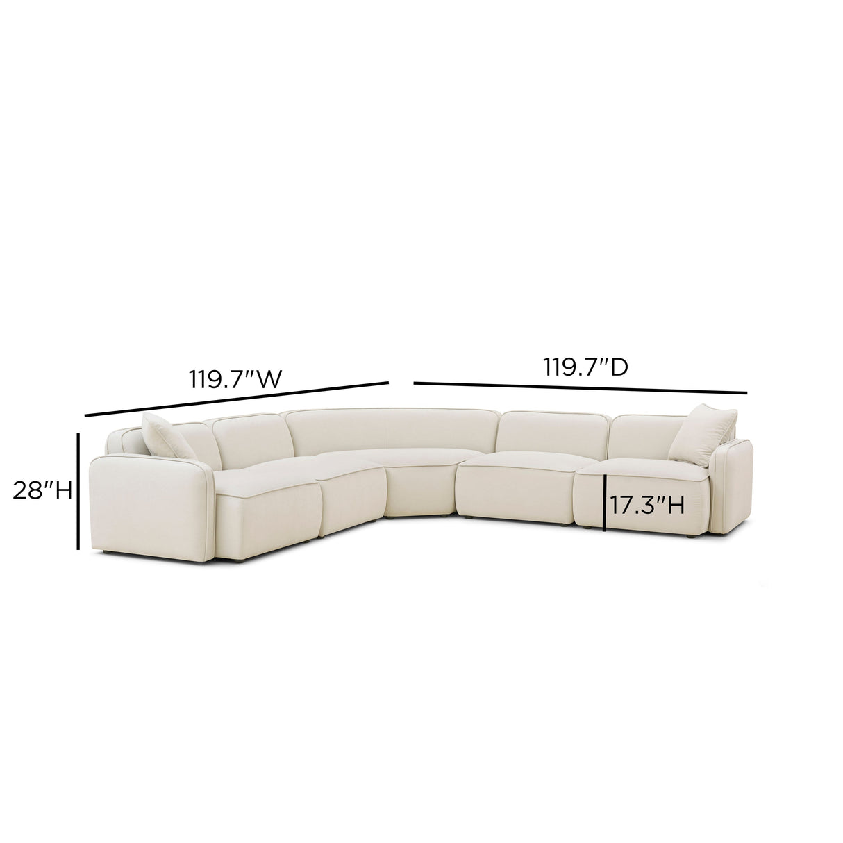 Travie 5-Piece Sand Upcycled Linen Modular Large L-Sectional by TOV Furniture at Eve Furniture