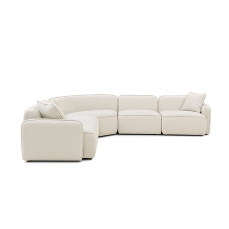 Travie 5-Piece Sand Upcycled Linen Modular Large L-Sectional by TOV Furniture at Eve Furniture