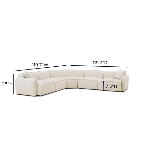 Travie 5-Piece Sand Upcycled Linen Modular Large L-Sectional by TOV Furniture at Eve Furniture