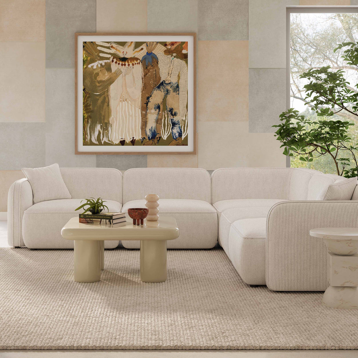 Travie Performance Corduroy Velvet Modular L-Sectional by TOV Furniture at Eve Furniture