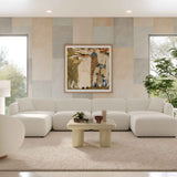 Travie Sand Upcycled Linen 6-Piece Modular U-Sectional by TOV Furniture at Eve Furniture