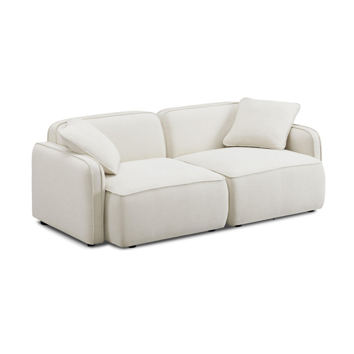 Travie Sand Upcycled Linen Modular Loveseat by TOV Furniture at Eve Furniture