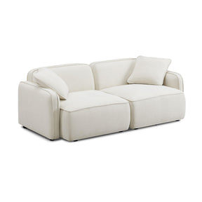 Travie Sand Upcycled Linen Modular Loveseat by TOV Furniture at Eve Furniture